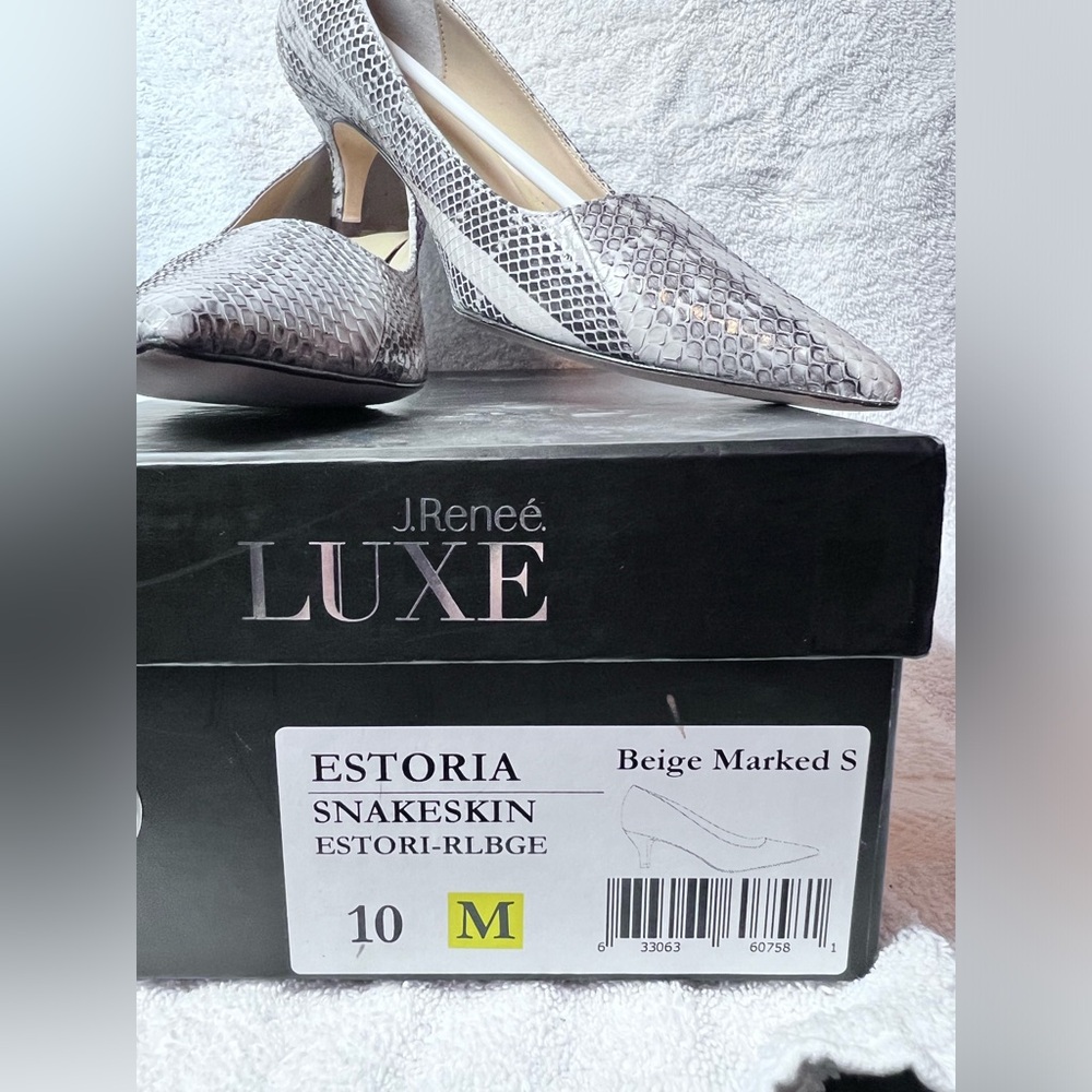 NWT & Box. Luxe J Renee Snake Skin, Size 10 , Kitten heel. Dust bag included- - Picture 2 of 13